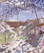 Sir William Orpen A German Gunners Shelter,Warlencourt oil on canvas